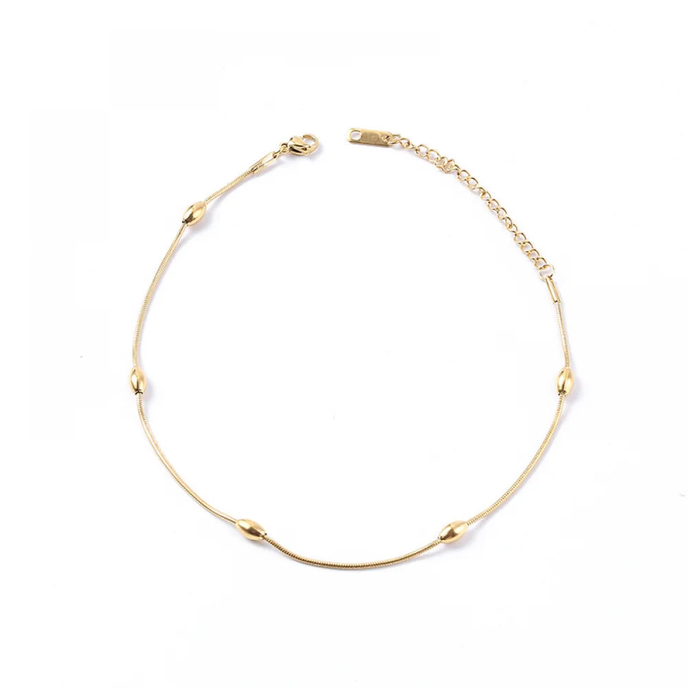 Fashion Waterproof Accessories Wholesale Jewelry Rose Gold Plated Stainless Steel Beaded Bracelets Women