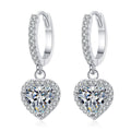 Happy Valentine's Day Heart Shape Moissanite Stones Drop Earring VVS Moissanite 925 Sterling Silver Earring