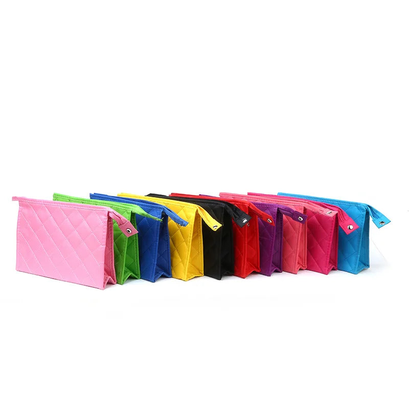Organizador De Maquillaje Vintage Rhombic Gingham Travel Portable Checkered Makeup Bag With Mirror Nylon Zipper Cosmetic Bags