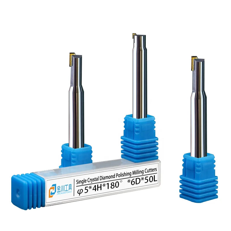 OEM/ODM Jinchuan MCD Cutters Tool Monocrystal Diamond End Mill Yellow Coated Milling Cutter Single Flute 50L Flute Length for