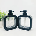300ml 500ml Square Shaped Cosmetic Container Plastic Black Hand Wash Liquid Soap Bottles Body Lotion Bottle with Pump