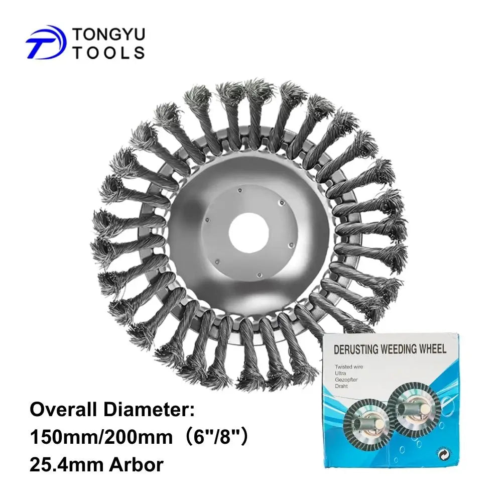 Twisted Wire Steel Brush Cutter Head 6 8 10 Inch Heavy Duty Trimmer Wheel Blade for Lawn Garden Driveway Weed Cleaning