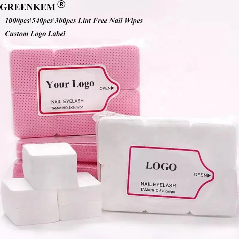 1000pcs\540pcs\300pcs Customizable Pack Lint Free Soft Nail Polish Remover Cotton Gel Cleaning Nail Pads