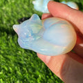 Wholesale Opalite Cat Shape Carvings Crystal Sleeping Cat Crafts Quartz Stone for Decorative Cat Shape Crafts