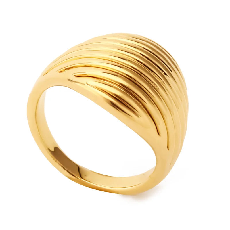 Customized Gold and Silver Plated Wedding Bands Minimalist Ripple Chunky Rings for Parties and Engagement Fashion Jewelry