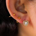 VIANRLA Stainless Steel Heart CZ  Earrings No Fading Prevent Oxidation Prevent Allergies Simple Earring