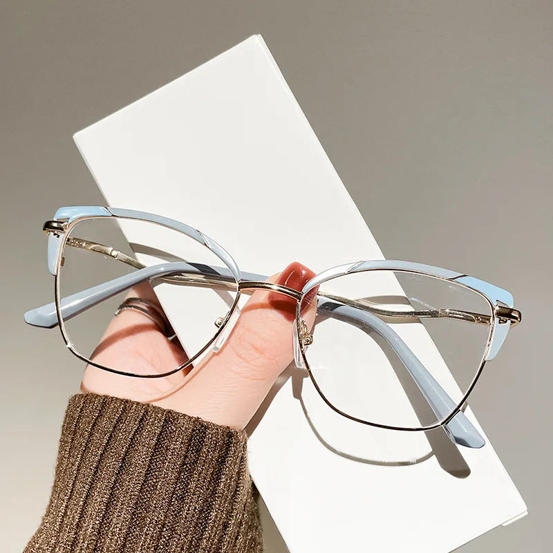 2024 Ins Trend Classic Luxury Blue Light Glasses Women Fashion Classic High Quality Metal Eyeglasses Frames Custom logo Eyewear