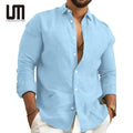 Custom Logo Hot Selling Wholesale Vintage Casual Long Sleeve Breasted Collar Buttons Basic Shirts Tops for Men