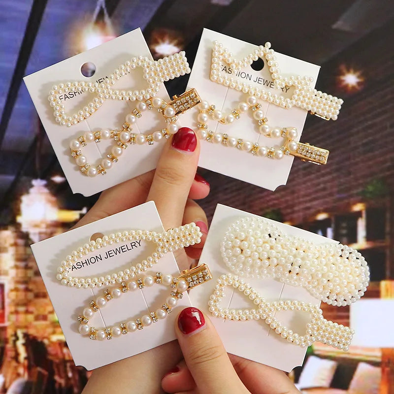 Fashion Accessories Mujer Women Alligator Hair Clips Wholesale Metal Pearl Hair Pins for Women