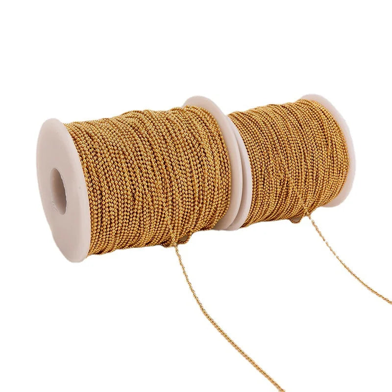 Jewelry 304 Stainless Steel Round Bead Chain for DIY Making Bracelet Necklace Bulk Chain