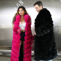 Janefur Men Long Fox Fur Coat Fashion Fur Overcoat Winter Men Fur Jacket