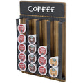 Wood Black Metal Coffee Capsule Organizer Wall Mounted Coffee Pod Dispenser with Chalkboard Label 20 Coffee Pods Capacity