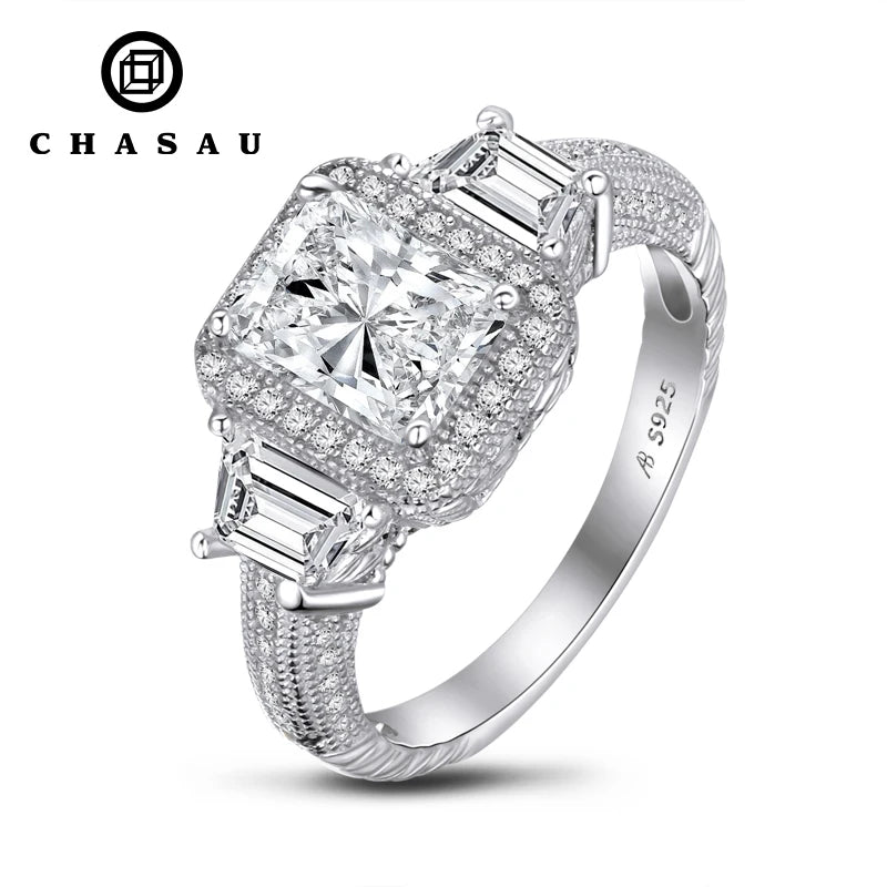 Factory Price 925 Sterling Silver Ring Women Bridal 6*8MM CZ Engagement Ring Cubic Zirconia Halo Ring for Women