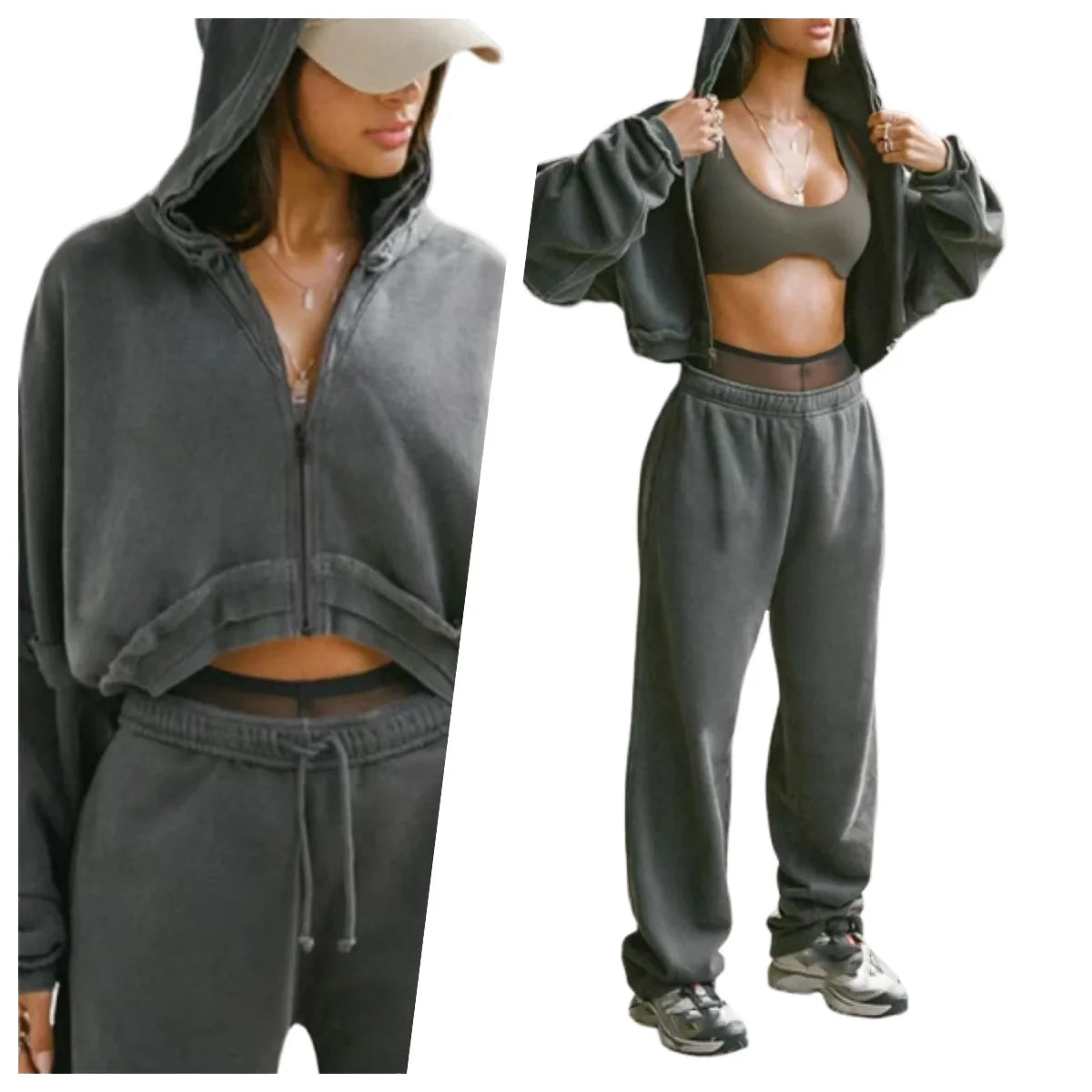 Custom Logo Women's Washed Tie Crop Hoodie Sweatshirt Solid Color Long Sleeve Women's Casual Sporty Wear Hoodie