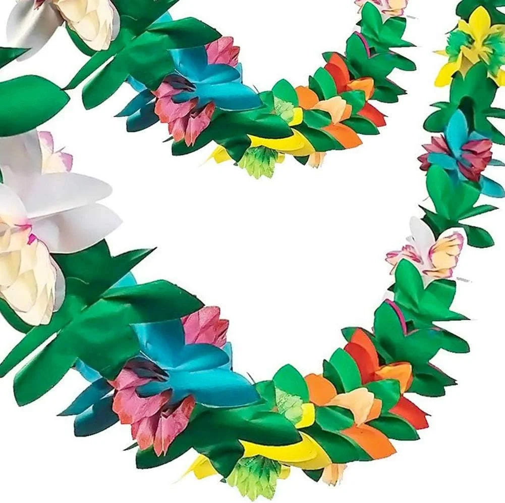 DAMAI Tropical Garland Party Decorations Multicolored Tissue Paper Flower Summer Banner Birthday Luau Hawaiian Party Supplies