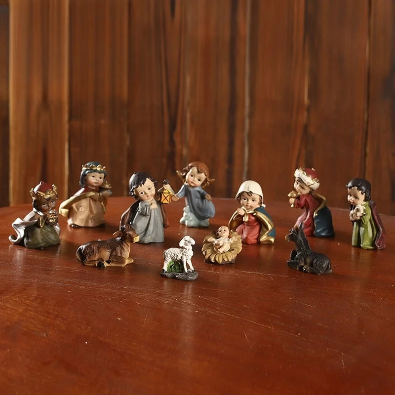 A Set of 11 Resin Christ Jesus Birth Decoration Gifts JSA15 Christmas Scene Handicrafts Perfect Catholic Christmas Gifts