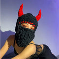 Knitted Crochet Custom Distressed Balaclava with Skull Winter Printed Bunny Ears Designer Fuzzy Tactical Skimask with Horns