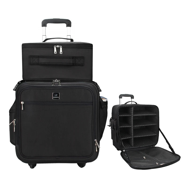 Relavel Portable Trolley Cosmetic Case for Business Trip Makeup Artist With Adjustable Partition Universal Wheel