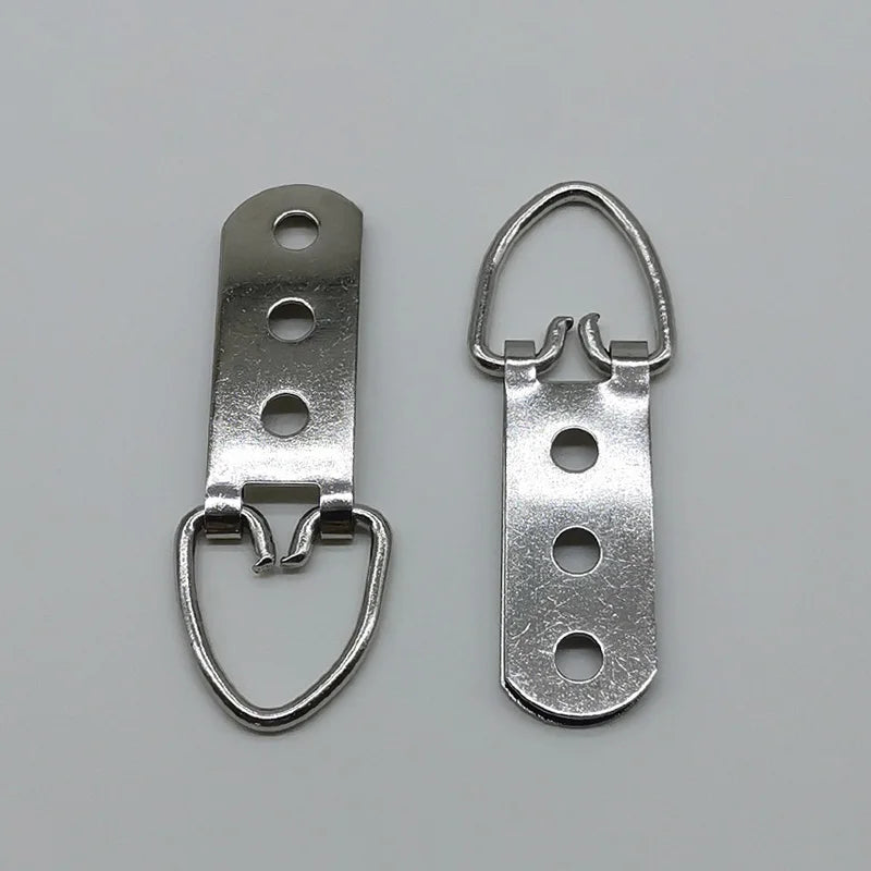 17x64mm Three-Hole D Ring Iron Silver Galvanized Photo Frame Hanger Wall Hook with Box
