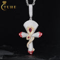 New Style Hip Hop Jewelry 925 Sterling Silver Moissanite Diamond Tow Tone Spirit Snake Cross Pendant With GRA Certified