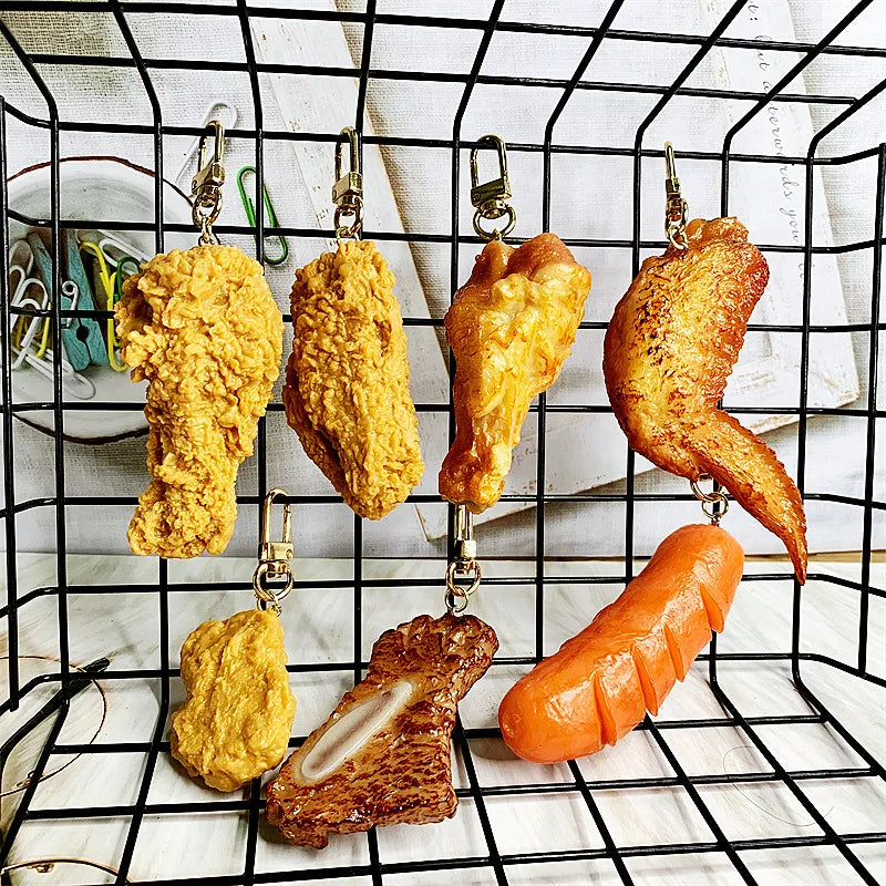 Wholesale Simulation Food Keychain Realistic Fried Chicken Drumstick Key Ring