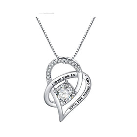 Wholesale High Quality Luxury I love You to Moon and Back Aaa Zircon Heart Shape Gift Necklace Jewelry Women