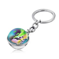 Exquisite Luminous Keychain of Sun Nine Planets Moon Milky Way Galaxy and Circular Double-sided Crystal Earth Keychain