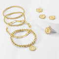 Hot Sell Fashion Simple Hexagonal Waterproof Stainless Steel Letter Pendant Bracelet 26 Letter Personality Bead Bangle Jewelry