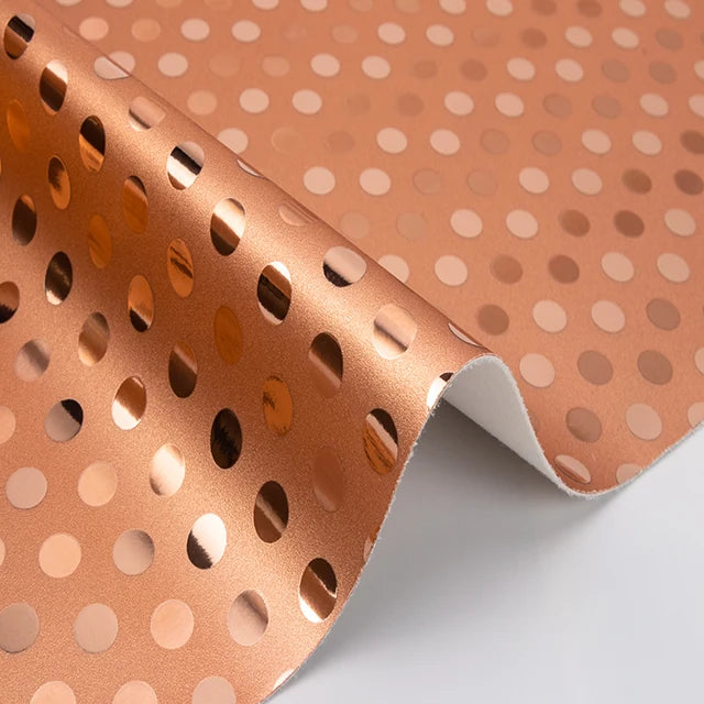 Bright Polka Dot Pattern PU Leather Vinyl Knitted Backing for Shoes Bags Crafts