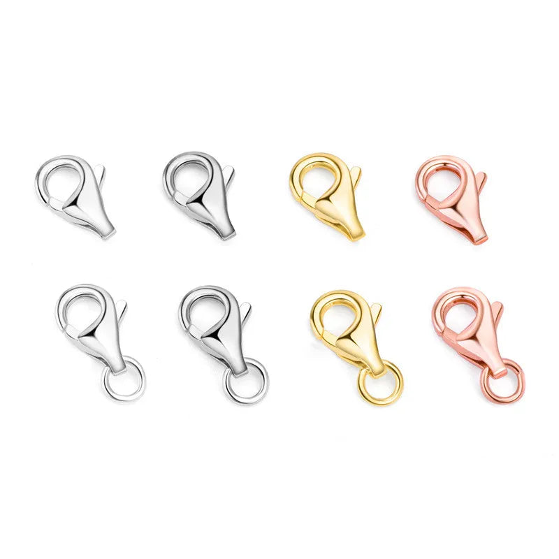 S925 Sterling Silver Chain Waterdrop Spring Clasp with Lobster Clasp for Bracelet or Necklace Making Jewelry Findings
