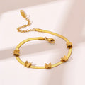 European Punk Titanium Steel Butterfly Herringbone Chain Bracelet 18K Gold Plated Snake Chain Butterfly Charm Bracelet