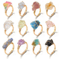 Wire Wrap Irregular Natural Rough Stone Amethyst Citrine Kyanite Aquamarine Labradorite Precious Gemstone Raw Stone Ring