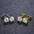 Hip Hop 1 Pair 925 Sterling Silver Bling Moissanite Lab Diamond Stud Earring Copper Earrings for Women Men Jewelry