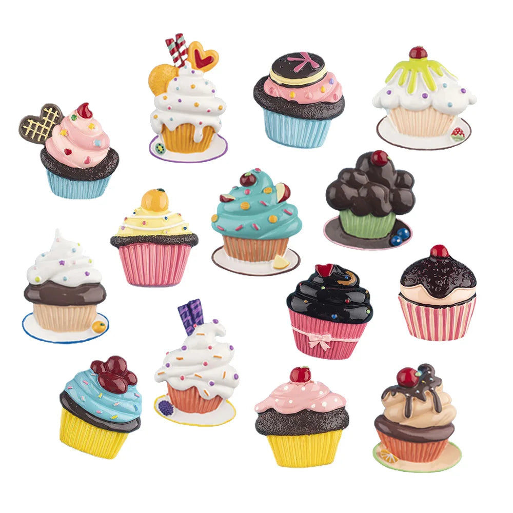 Hot Sale Miniature Dessert Theme Big Ice Cream Cupcake Design Flat Back Large Resin Cabochons Charms for Diy Keyring