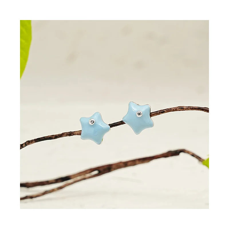Original Cream Star New Stud Earrings for Female S925 Sterling Silver with Gold Diamond Bulk in Stock Jewelry for Girls