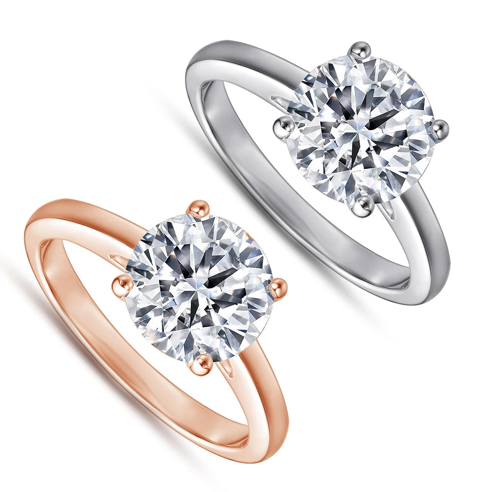 Factory Fine Jewelry 925 Sterling Silver Round Brilliant Cut Rhodium Plated Cubic Zirconia Ring Wholesale Glamorous OEM ODM MegaBDM