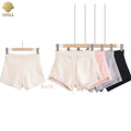 LULUXIXIYAYA Irregular Elastic Waist Lace-Up Side Slit Knitted Solid Color Casual Fashion Shorts for Women