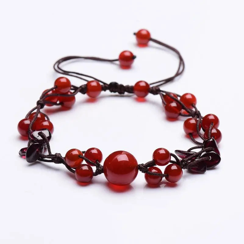 Factory Direct Sale Trendy 7ACBeads Fine Jewelry Adjustable Bracelet Natural Stone Agate Garnet Energy Protection Fashionable