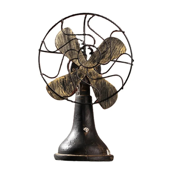 Retro Nostalgic Old-fashioned Tin Electric Fan Model Installation Shooting Film and Television Props Coffee Shop  Resin Craft