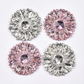 5cm Pink Crystal Round Applique Sew on Flower Rhinestone Patches Trim for Garment Decoration