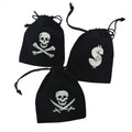 Pirate Drawstring Bags Small Velvet Pouch for Jewels Coins Pirate Goodies Sack for Captain Theme Party Favors Black