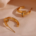 Dreamshow Mothers Day Gift Rhinestone Earrings Korean Style Earrings PVD Gold Plated Stainless Steel Jewelry