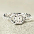 Huitan Contracted Style Circle Linked Circle Design Cubic Zirconia Rings Women Fashion Silver Plated Wedding CZ Rings for Female