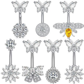 Stainless Steel Sexy Belly Ring with Copper Zirconia Barbell Ornament for Wedding Engagement or Gift Body Ornament