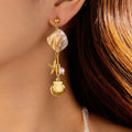 2025 New Trendy Ocean Holiday Seaside Jewelry 18K PVD Gold Plated Conch Shell Stainless Steel Drop Earrings for Women