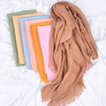 Wholesale Solid Colors New Arab  Muslim Hijab Long Scarf for Women Monochrome Head Wrap Women Voile Musulman Turban Bandanas