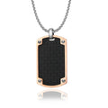 Classic Men's Black Dog Jewelry Carbon Fiber Inlay Pendant with Rose Gold Plated Stainless Steel Link Chain Pearl Male Necklace