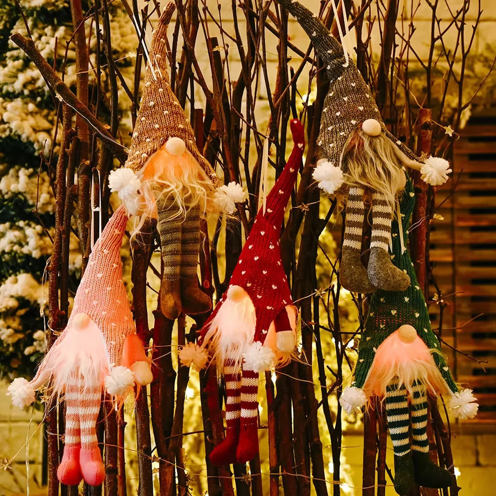 Creative Christmas Decorations Old Man and Dwarf Faceless Doll Ornaments with Hanging Leg Pendant New and Unique Design