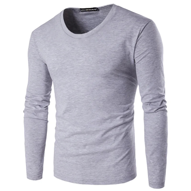 Solid 240 Gsm Wholesale S- 5XL O-neck Cotton Custom Fit Plain OEM logo Blank  Long Sleeve Men Tee t Shirts