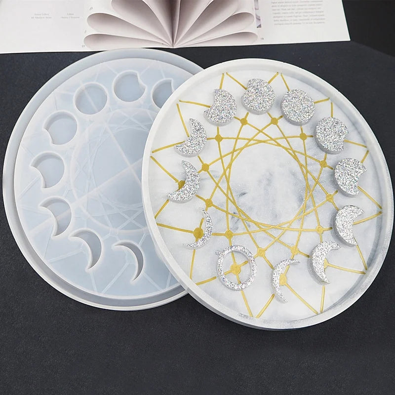 Moon Phase Tray Resin Silicone Molds Plaster Dish Mold